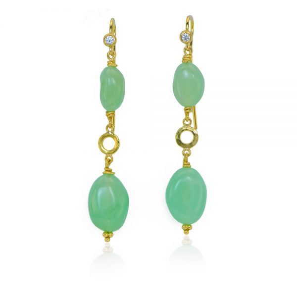 22kt gold granulation opal earrings
