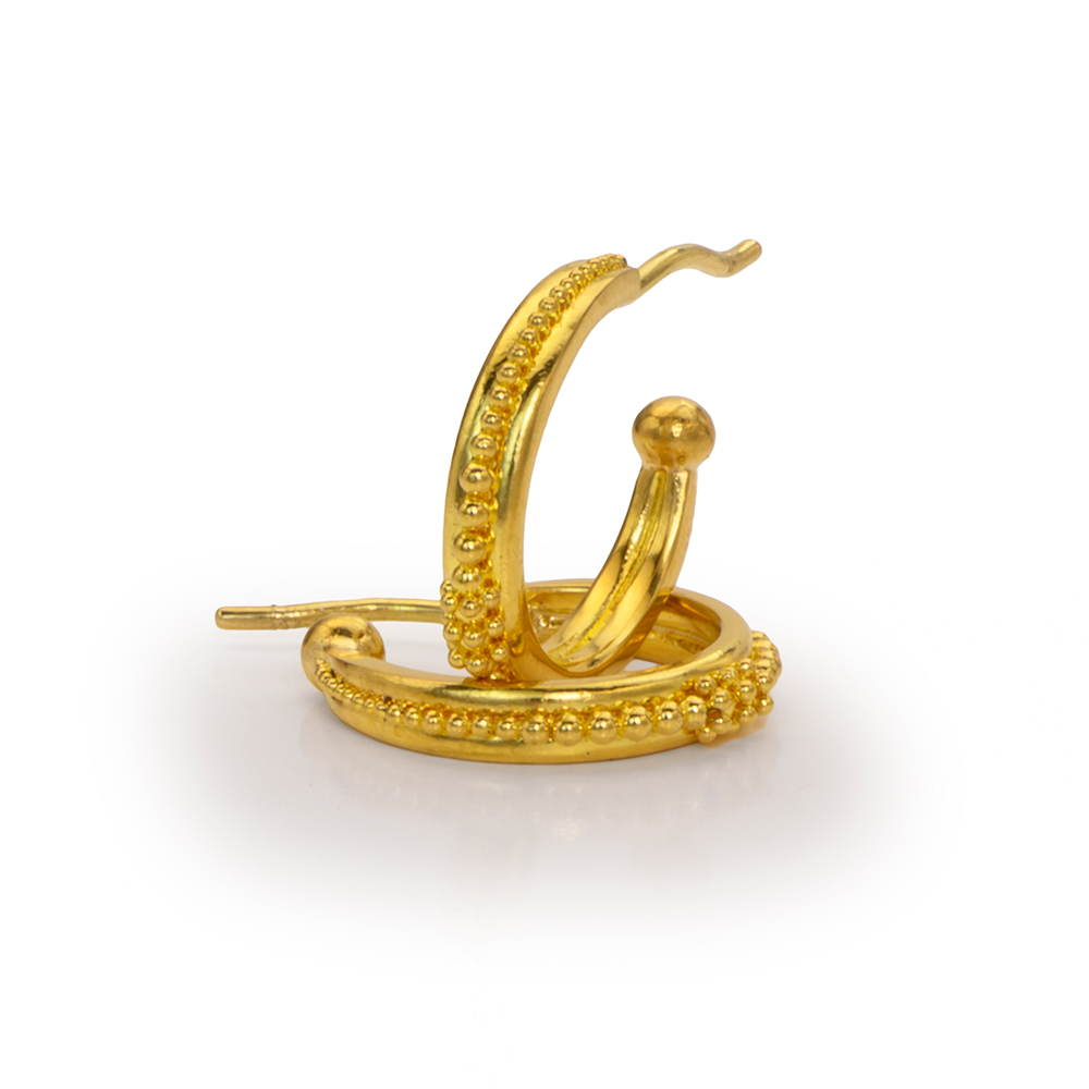 22kt gold granulation hoop earrings