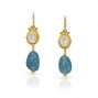 22kt gold granulation moonstone aquamarine earrings