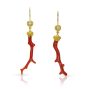22kt gold granulation coral diamond earrings
