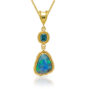 22kt gold granulation pendant with opal and zircon