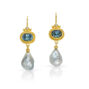granulation 22kt yellow gold zoisite pearl earrings