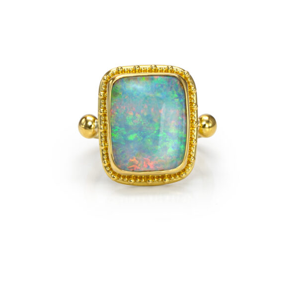 granulation 22kt gold opal ring
