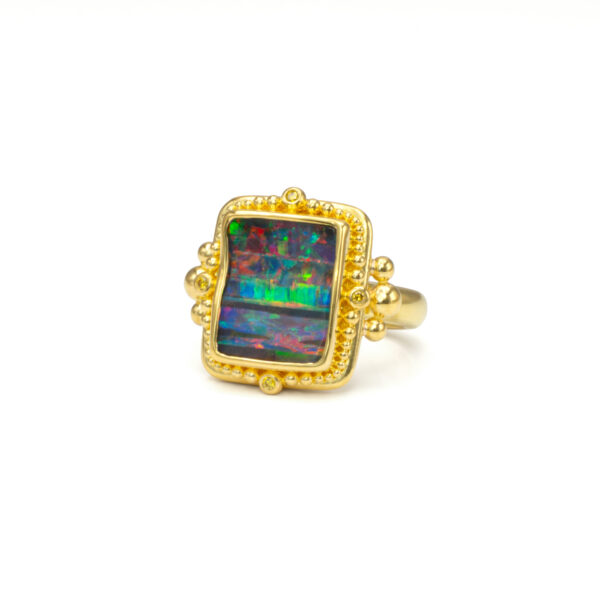 granulation 22kt gold opal ring