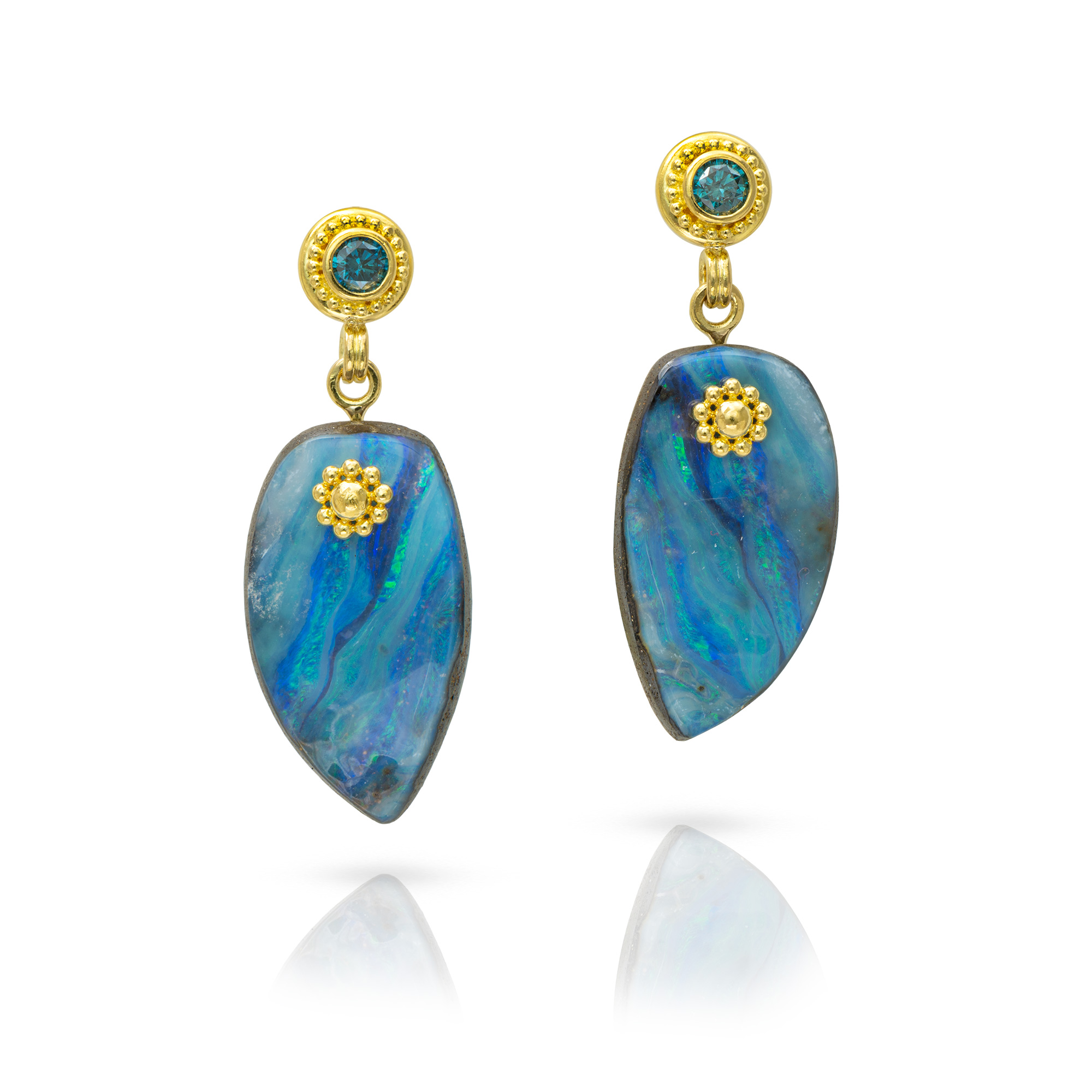 22kt granulation earrings with opals