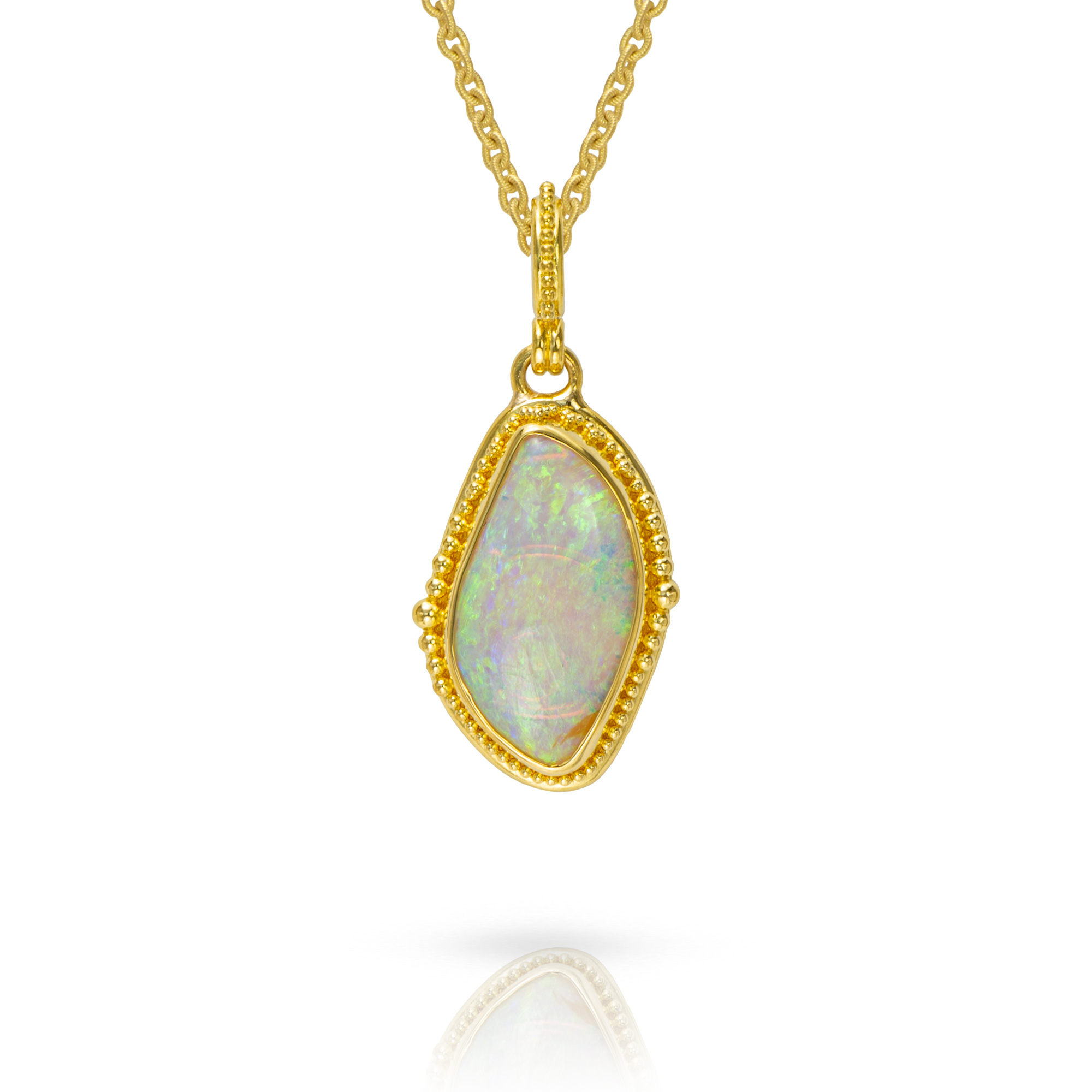 granulation 22kt gold opal pendant